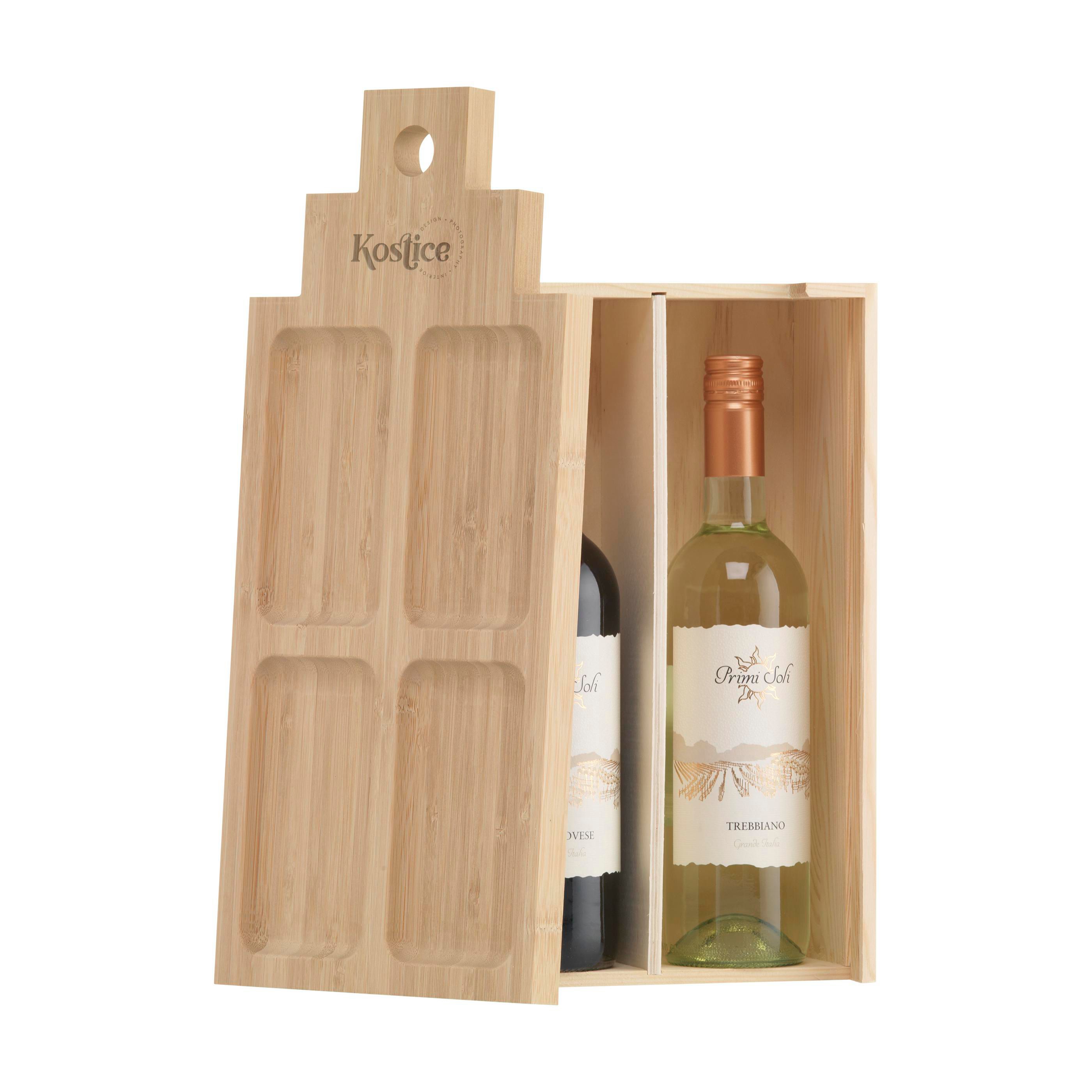 Houten wijnkist met accessoires