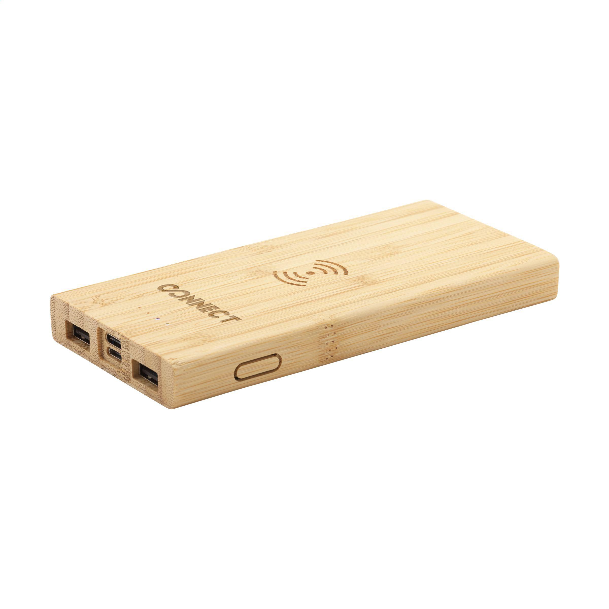 Powerbank met bamboe front