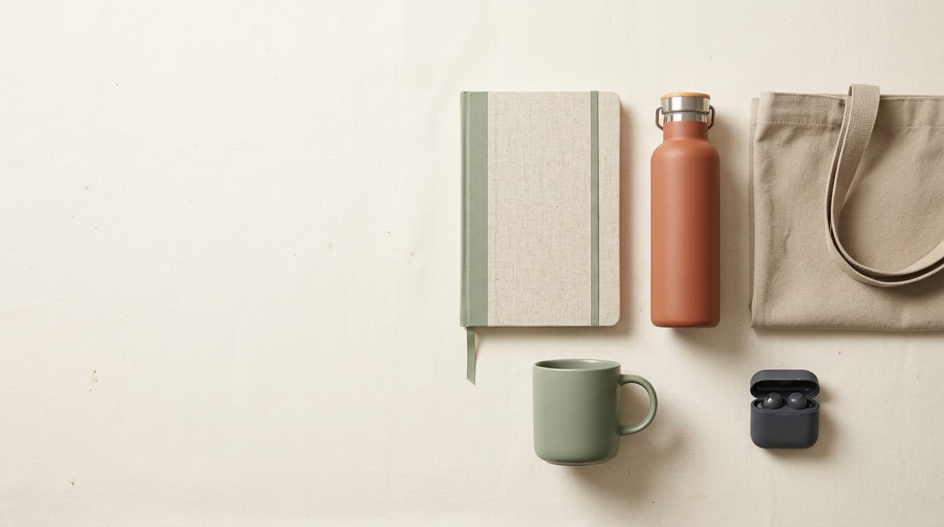 Set premium relatiegeschenken met logo: notitieboek, drinkfles, tote bag en oordopjes
